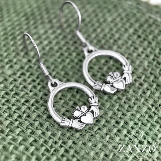 Irish Silver Claddagh Earrings with Hypo Wire Option. - Small.