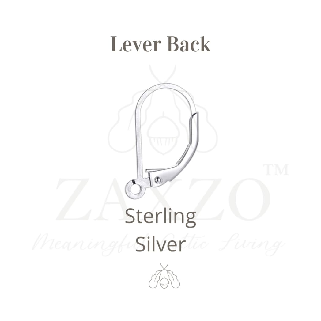 Graphics showing the lever back ear wire with text sterling silver.