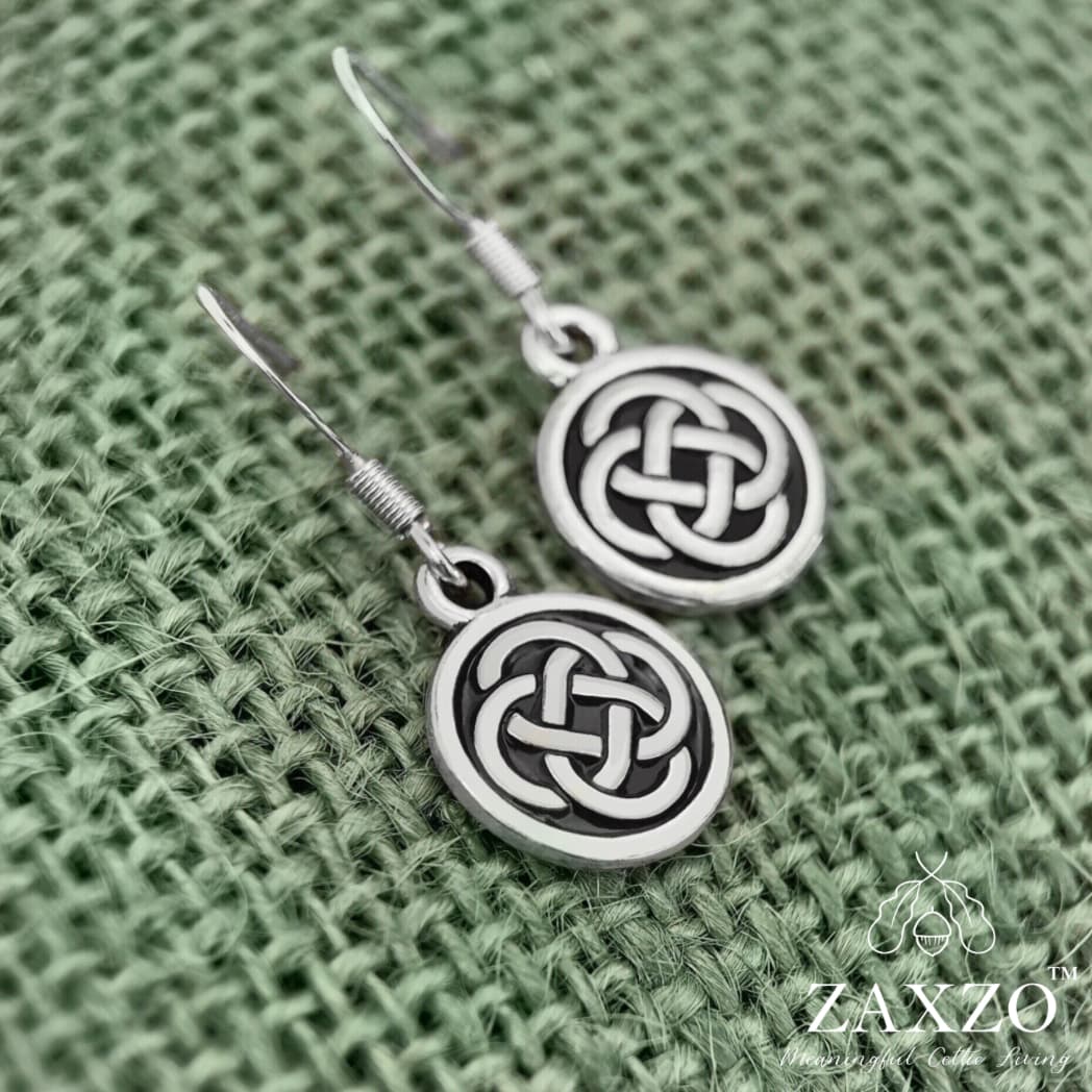 Small Silver Dara Knot Wire Earrings. Celtic Eternity Knot Jewelry. Irish Infinity Knot Gift .