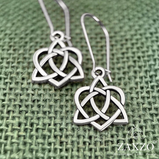 Celtic Sister Knot on Sterling Silver Kidney Wire Earrings - Small.