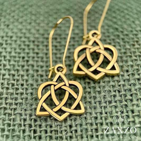 Gold Celtic Sister Knot with Gold Filled Kidney Wire Earrings - Small.