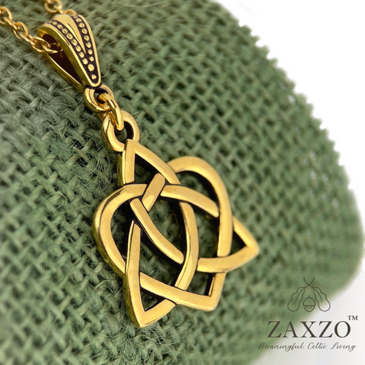 Gold Celtic Sister Knot Necklace with Pendant - Medium.