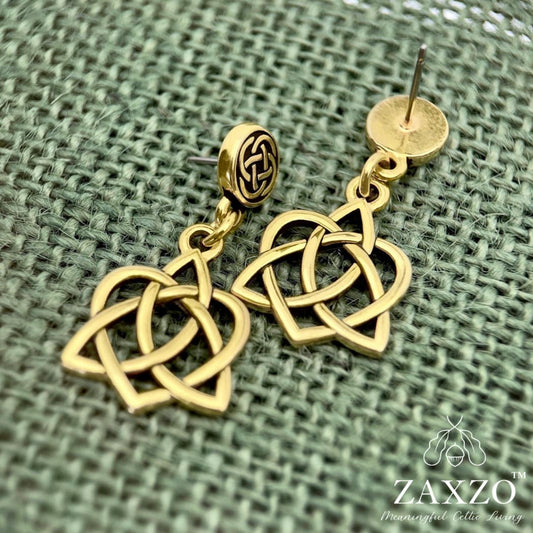 Gold Sister Knot Earrings with Platinum Post - Small.