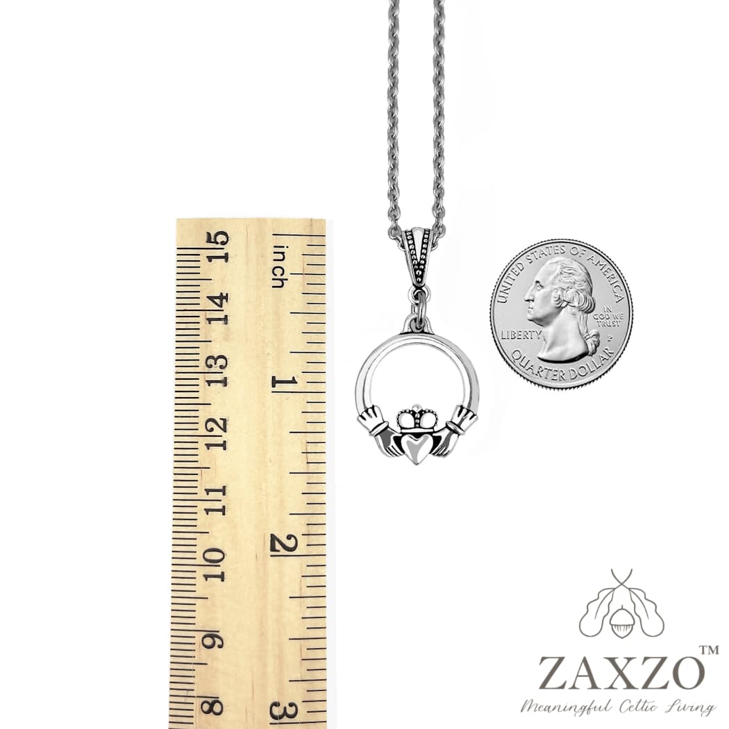 Irish Silver Claddagh Necklace on Large Bail - Medium.