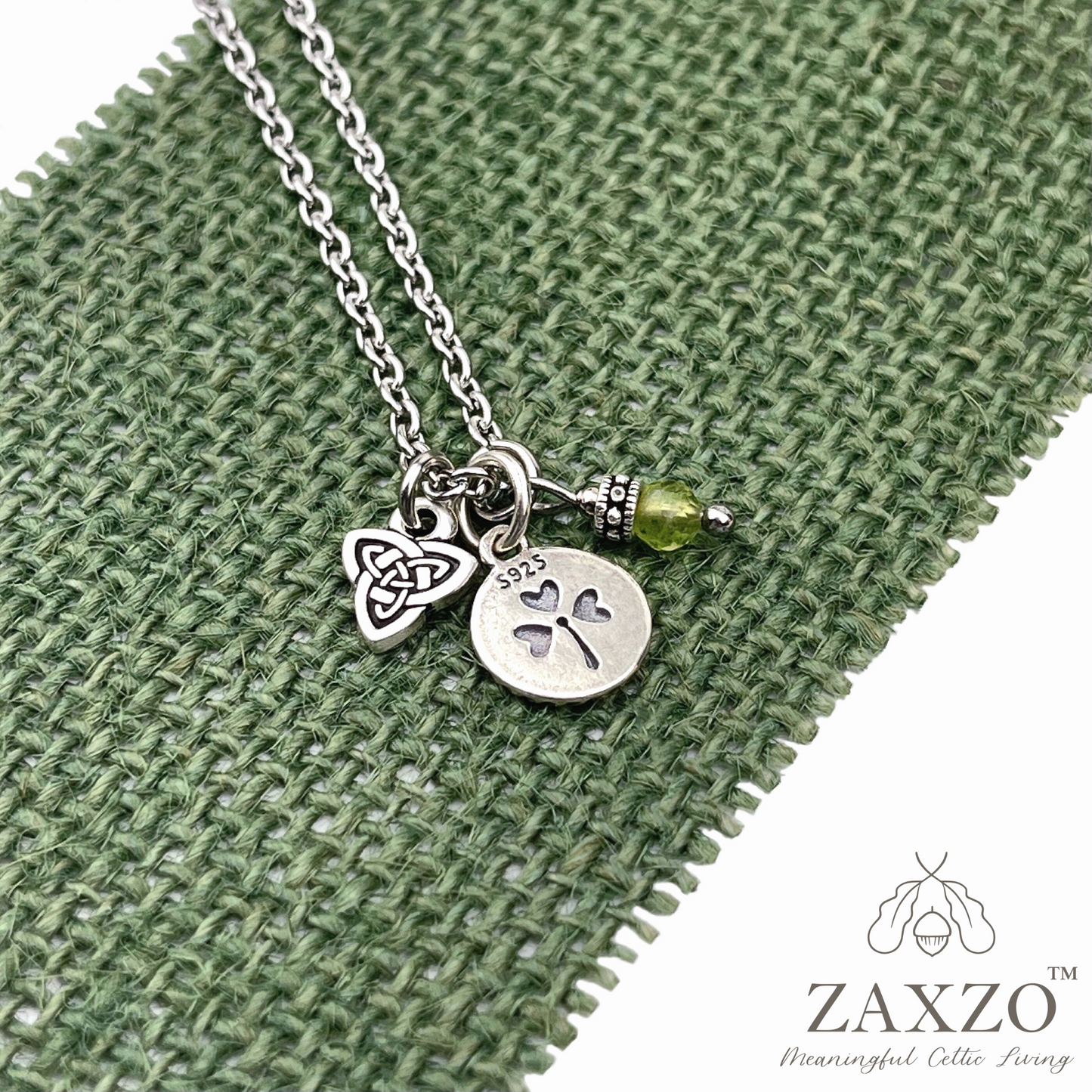 Dainty Shamrock Necklace with Sterling Silver Charm.