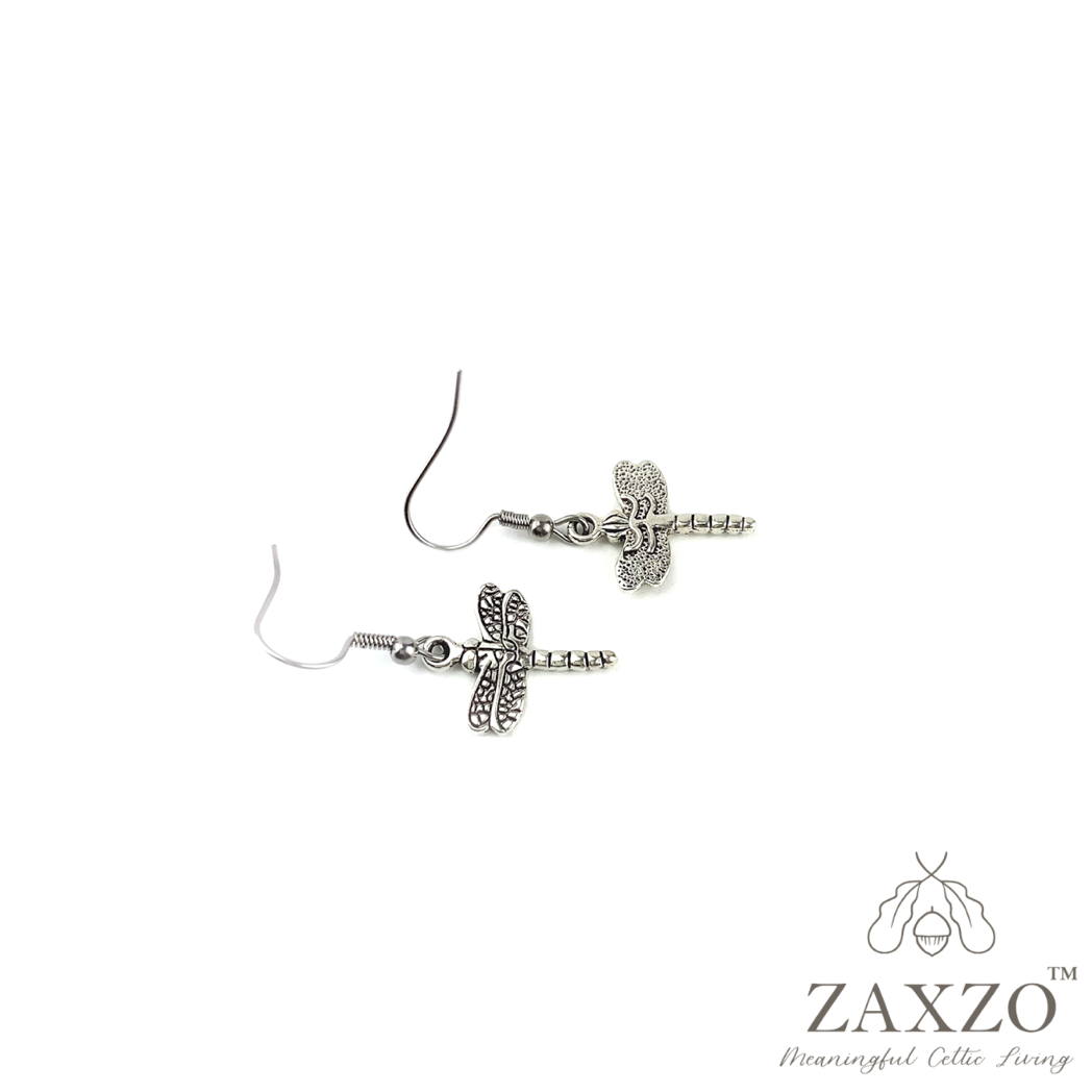 Silver Dragonfly Earrings with Hypoallergenic Wire Option.
