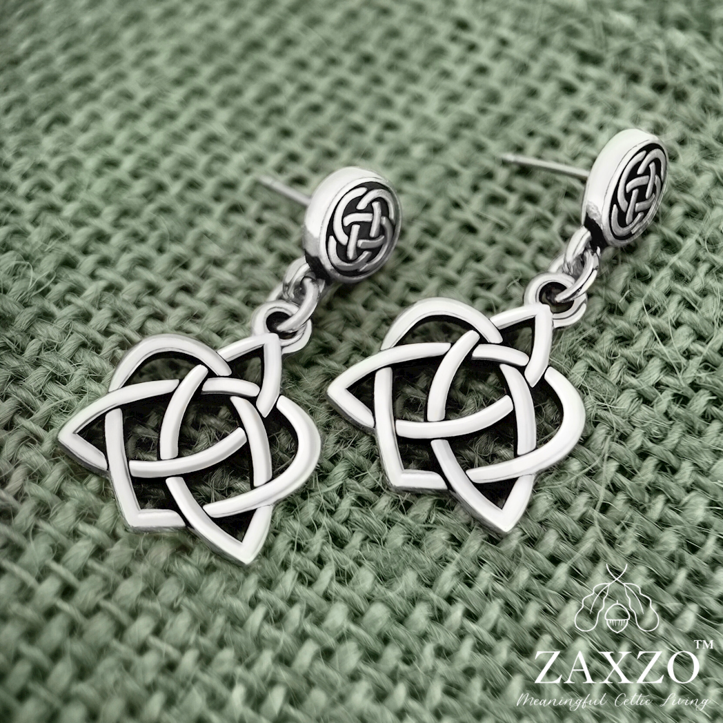 Celtic Silver Sister Knot Earrings with Platinum Post - Small.