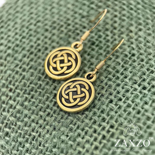 Small Gold Dara Knot Wire Earrings. Celtic Eternity Knot Jewelry. Irish Infinity Knot Gift .