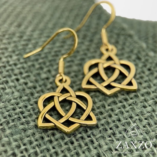 Gold Celtic Sister Knot Wire Earrings with Choice of Ear Wire -Small.