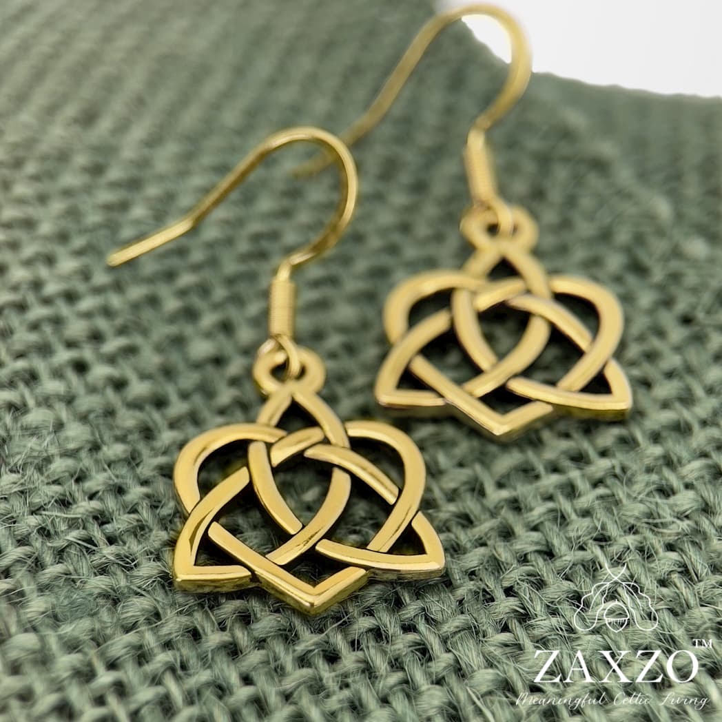 Gold celtic sister knot earrings with choice of french wire.