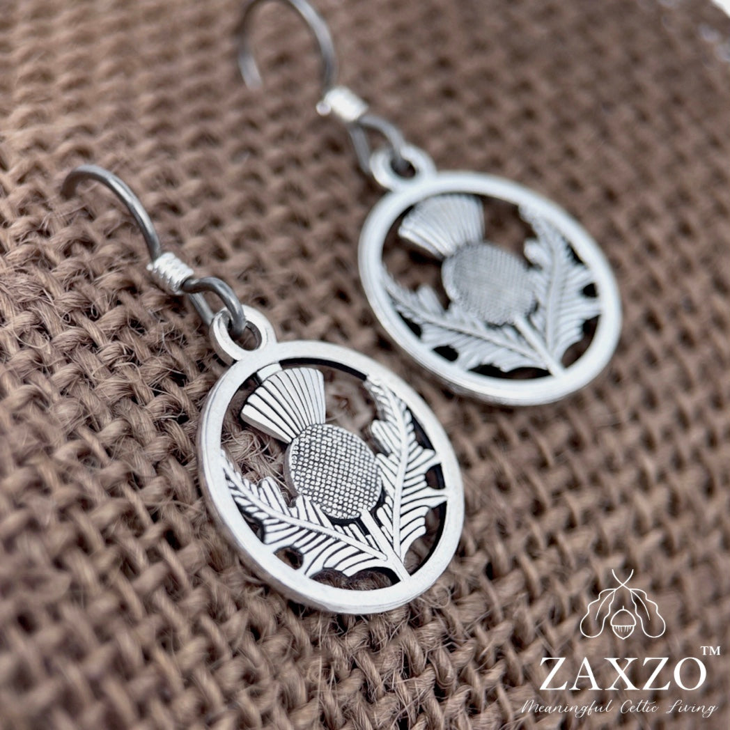 Scottish Thistle Charm Earrings. Hypoallergenic Wire Option.