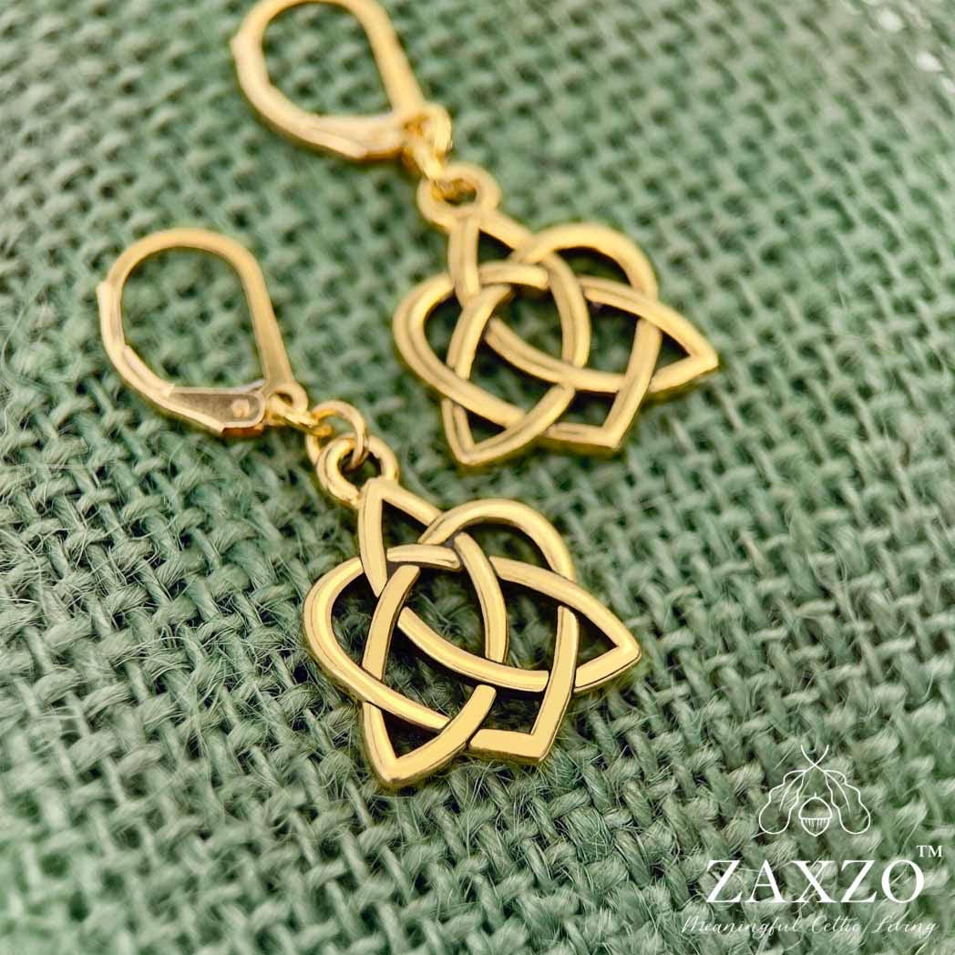 Gold Celtic Sister Knot Lever Back Earrings