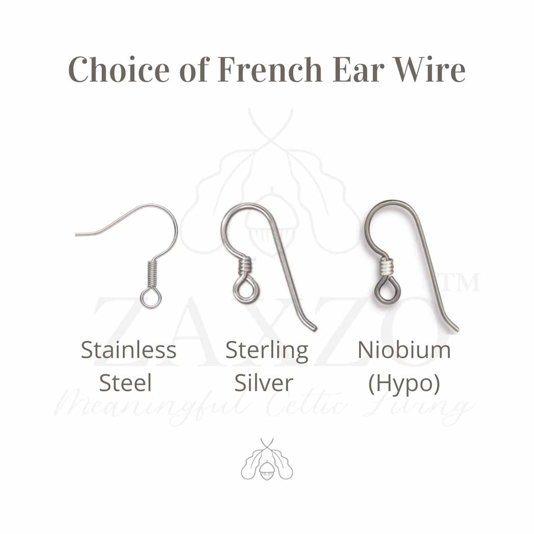 Claddagh Wire Earrings with Birthstone w Hypo Ear Wire Option.